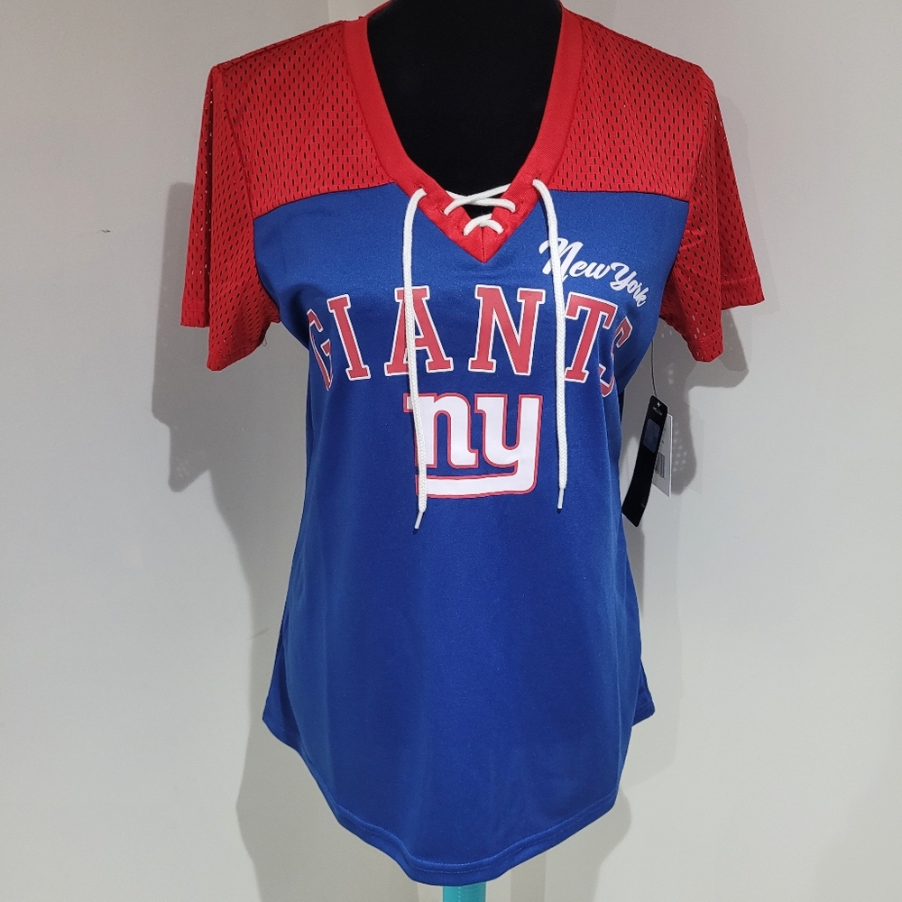 NFL Team Apparel Women's New York Giants Shuffle It Mesh Tee Large Sports NWT